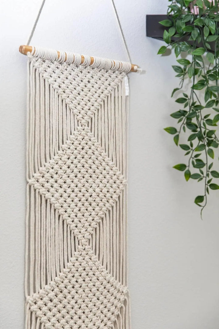 Doria Macrame Wall Hanging, Calla Collective, macrame wall hanging, wall decor, wall art, woven decor, neutral, white, off white, cream, home decor, boho home