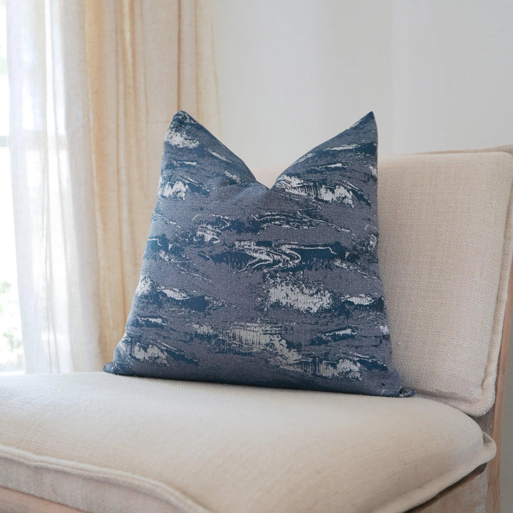 Ella Throw Pillow, glam throw pillow, blue pillow, blue glam pillow, luxe pillow, luxury throw pillow, calla home, calla collective, calla, local home decor, dallas, texas, pillows, home decor, furniture, seating, pillows, navy pillows, blue pillows