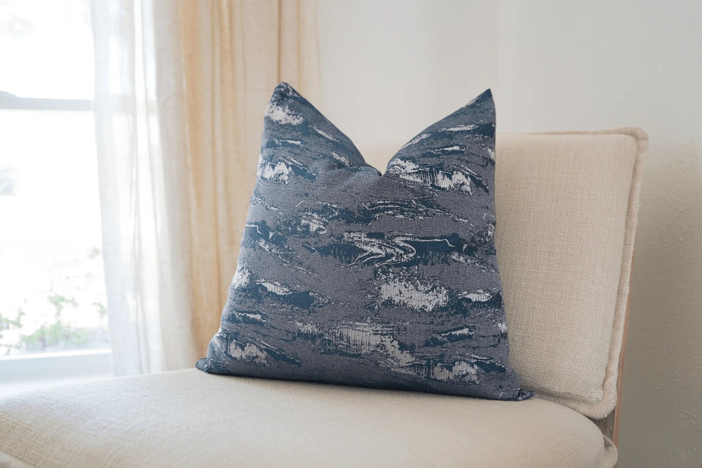 Ella Throw Pillow, glam throw pillow, blue pillow, blue glam pillow, luxe pillow, luxury throw pillow, calla home, calla collective, calla, local home decor, dallas, texas, pillows, home decor, furniture, seating, pillows, navy pillows, blue pillows