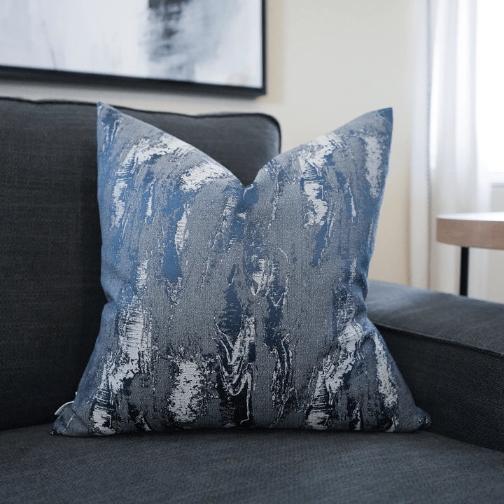 Ella Throw Pillow, glam throw pillow, blue pillow, blue glam pillow, luxe pillow, luxury throw pillow, calla home, calla collective, calla, local home decor, dallas, texas, pillows, home decor, furniture, seating, pillows, navy pillows, blue pillows