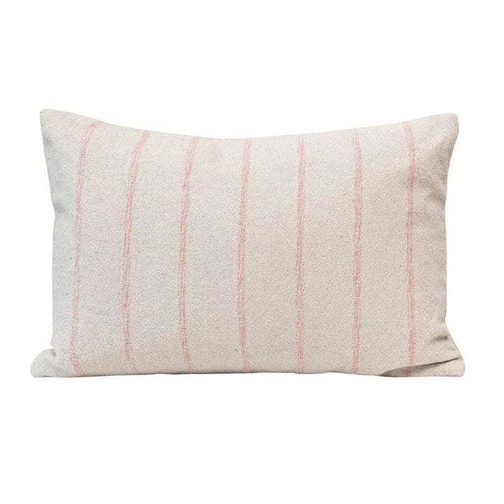 home decor near me, home decorations, home decor website, pink lumbar pillow, striped pillow, striped lumbar pillow, natural, colored lumbar pillow, home decor, simple pillows, vintage pillows, natural pillows, in stock, calla collective home, bedroom decor, living room decor, lounge seating