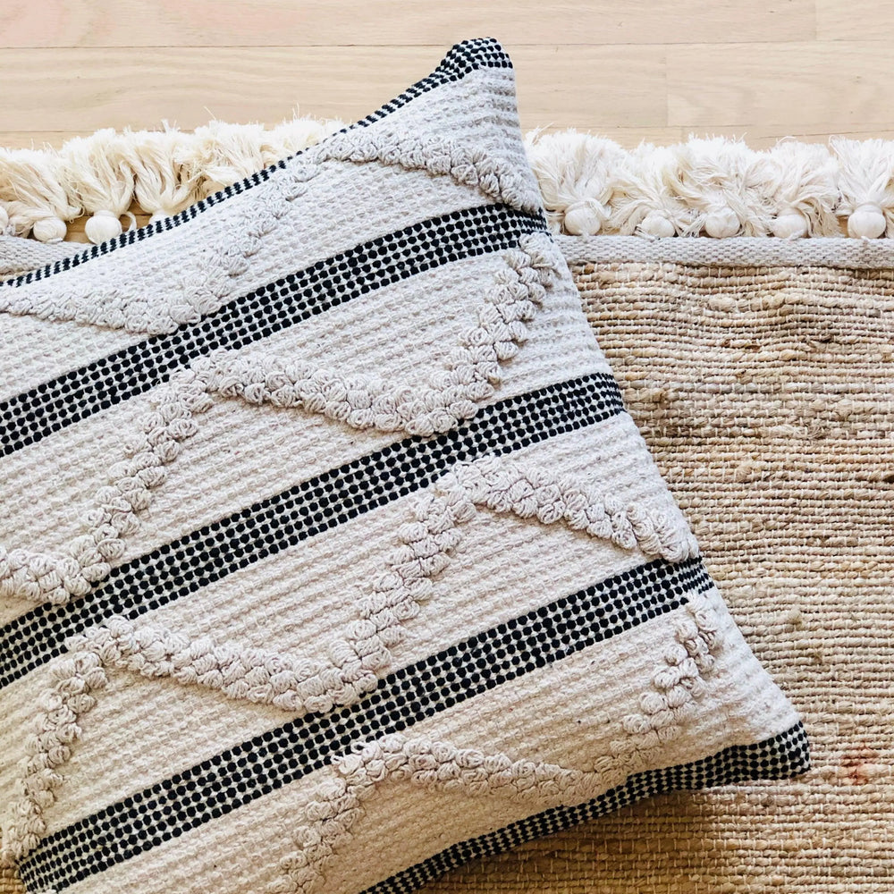 Mila Pillow Cover, Calla Collective, home decor, textured throw pillow, pillow cover, throw pillow covers, black and white pillow, black and white, ivory, cream, off white, simple, neutral home decor, neutral pillows, decorative pillows, accent pillow, durable pillow, high quality