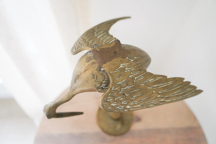 Solid Brass Crane Sculpture Decor Calla Collective